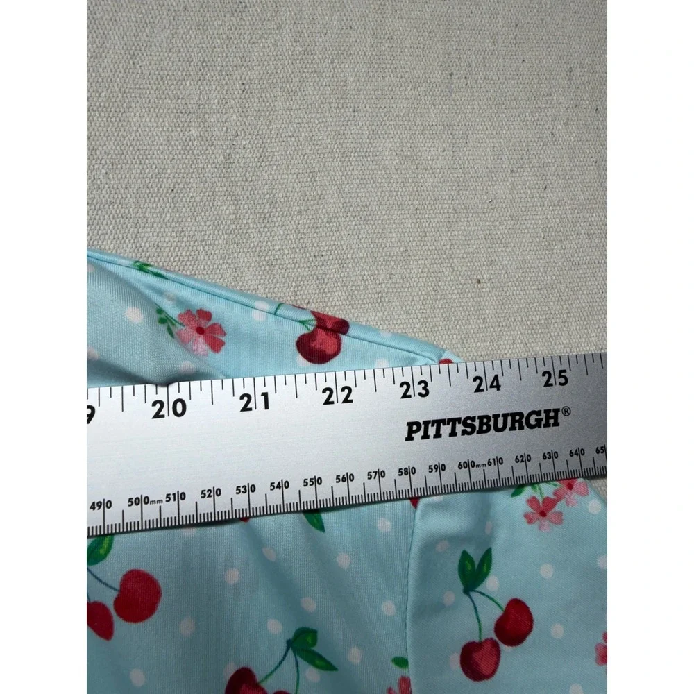 Joyspun Women Plus 2X-3X Cherry Polka Dot Sleep Dress Blue Short Sleeve Pockets - Picture 7 of 9